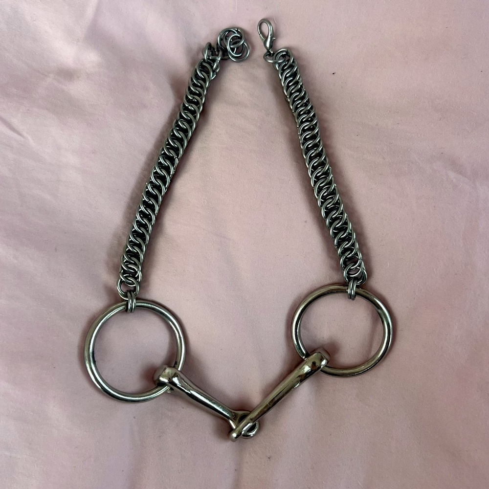 Silver horsebit snaffle bit necklace